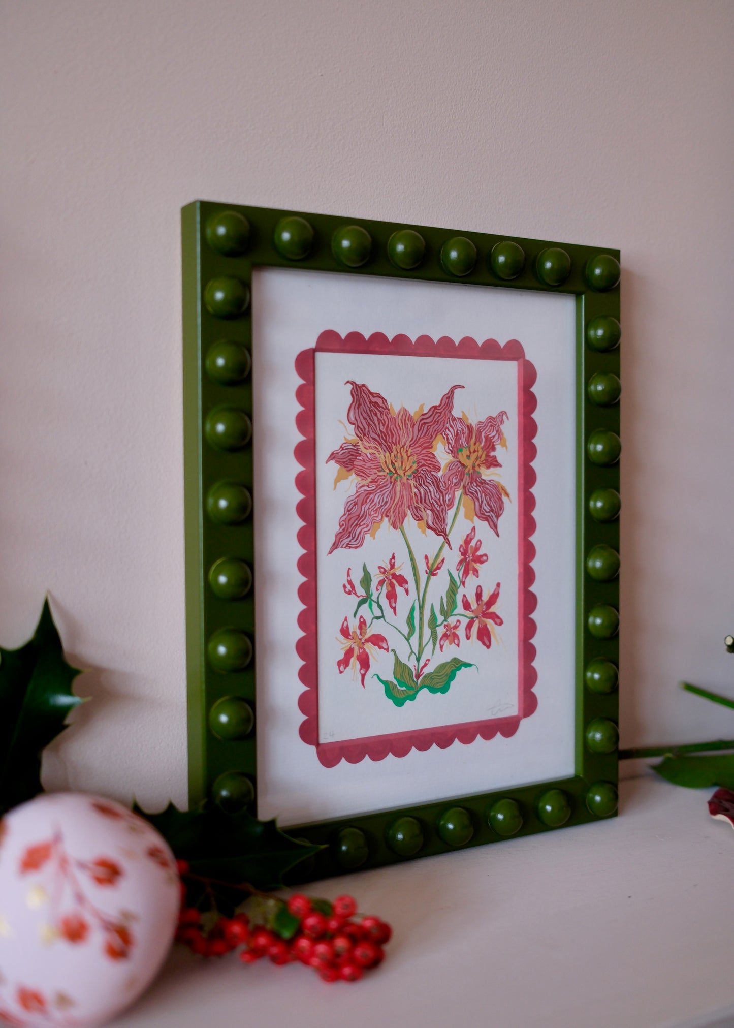 Poinsettia Framed Original Art
