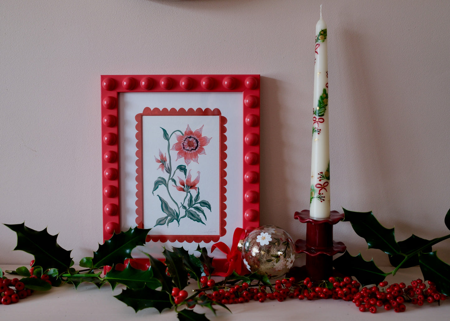 Red Velvet Bow Candle