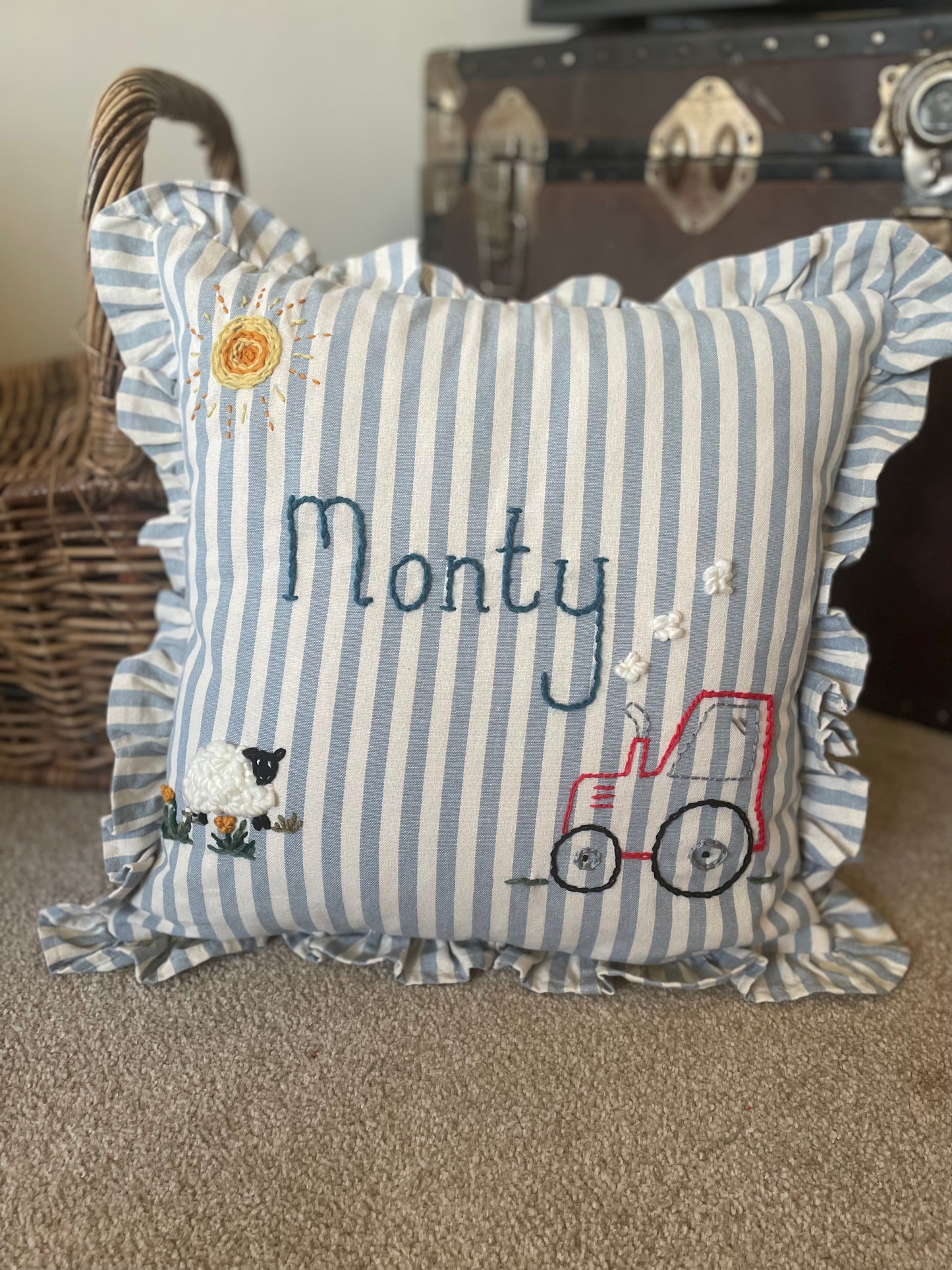 Farmyard Embroidered Cushion