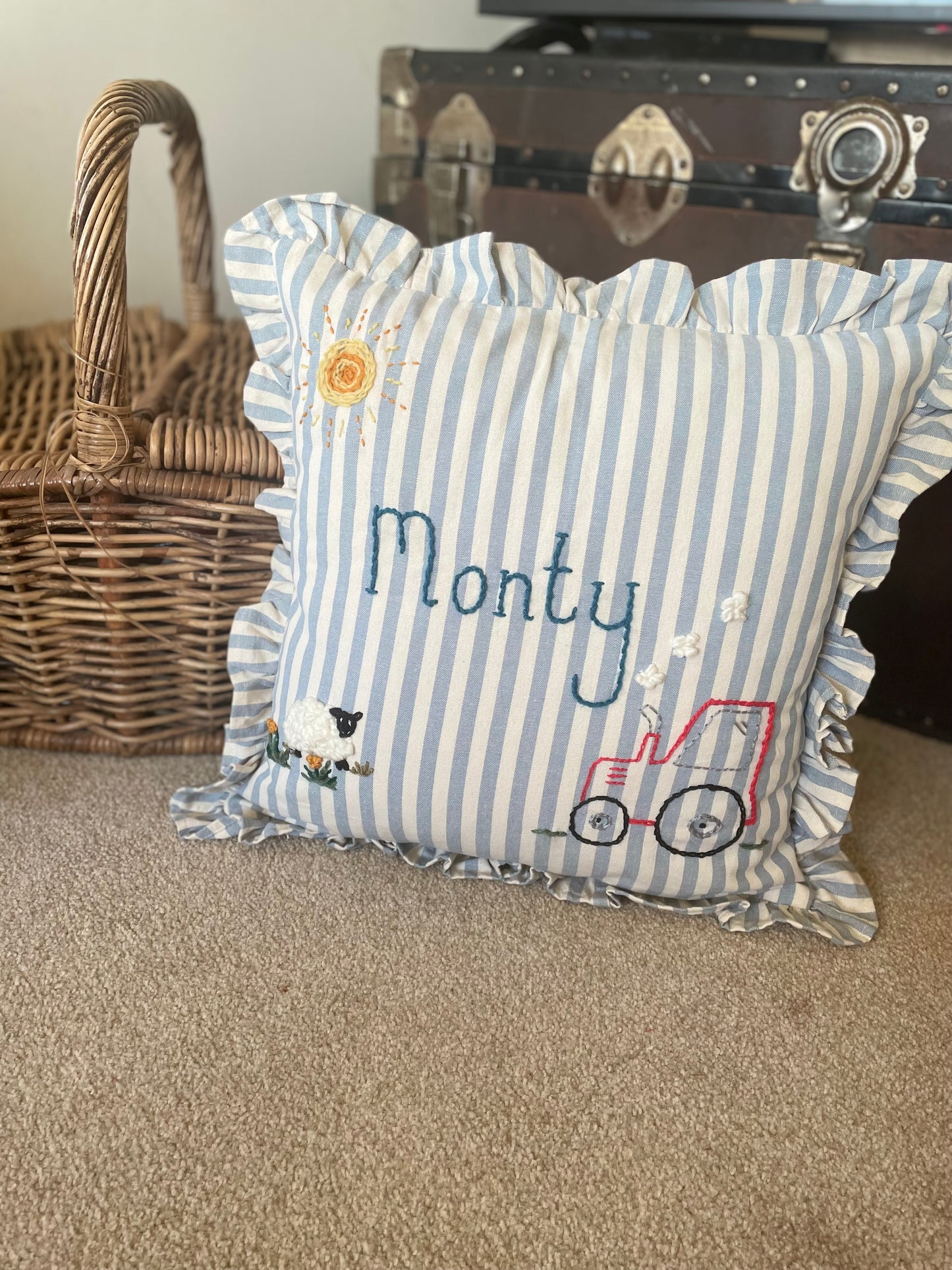 Farmyard Embroidered Cushion