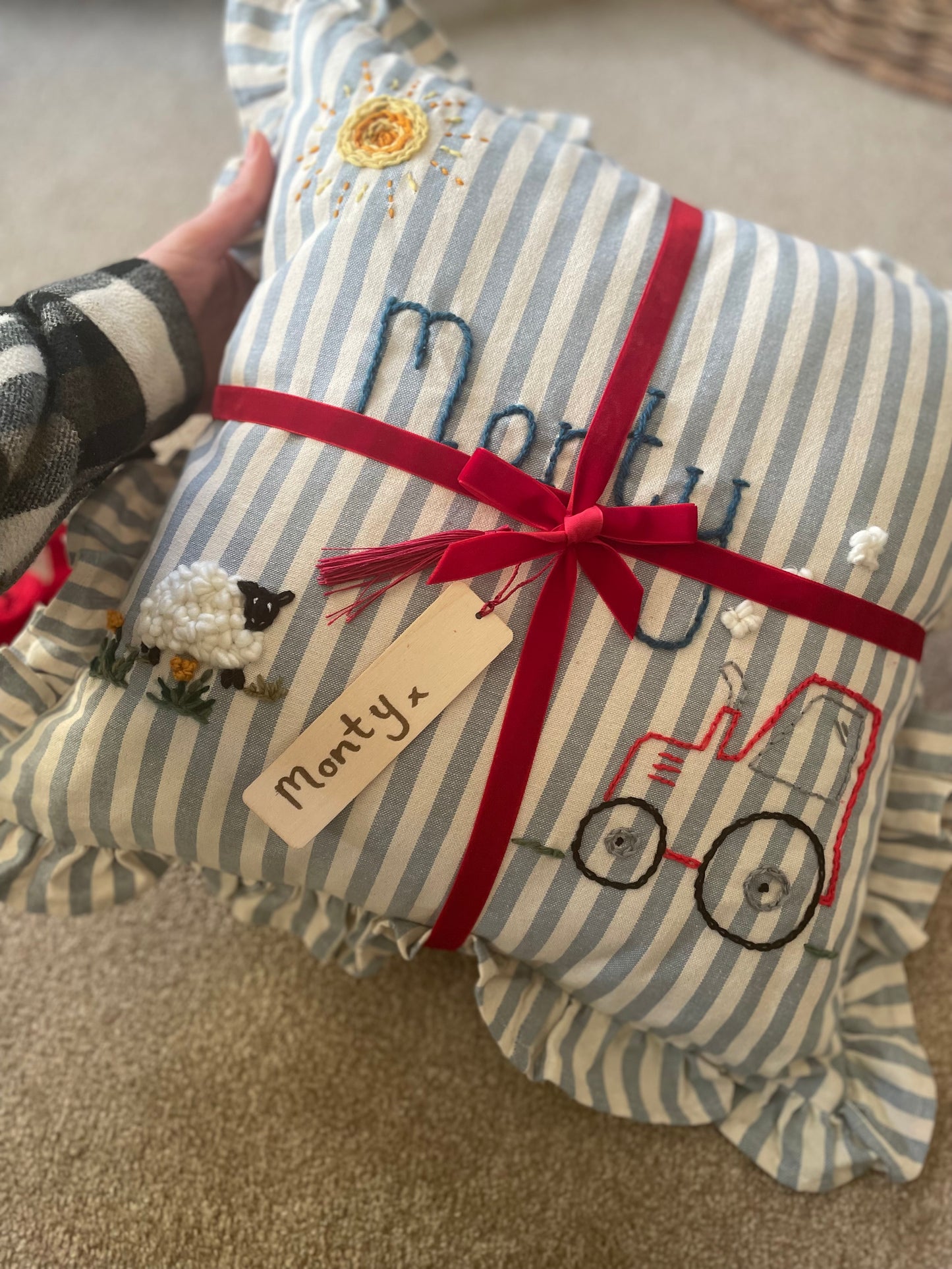 Farmyard Embroidered Cushion