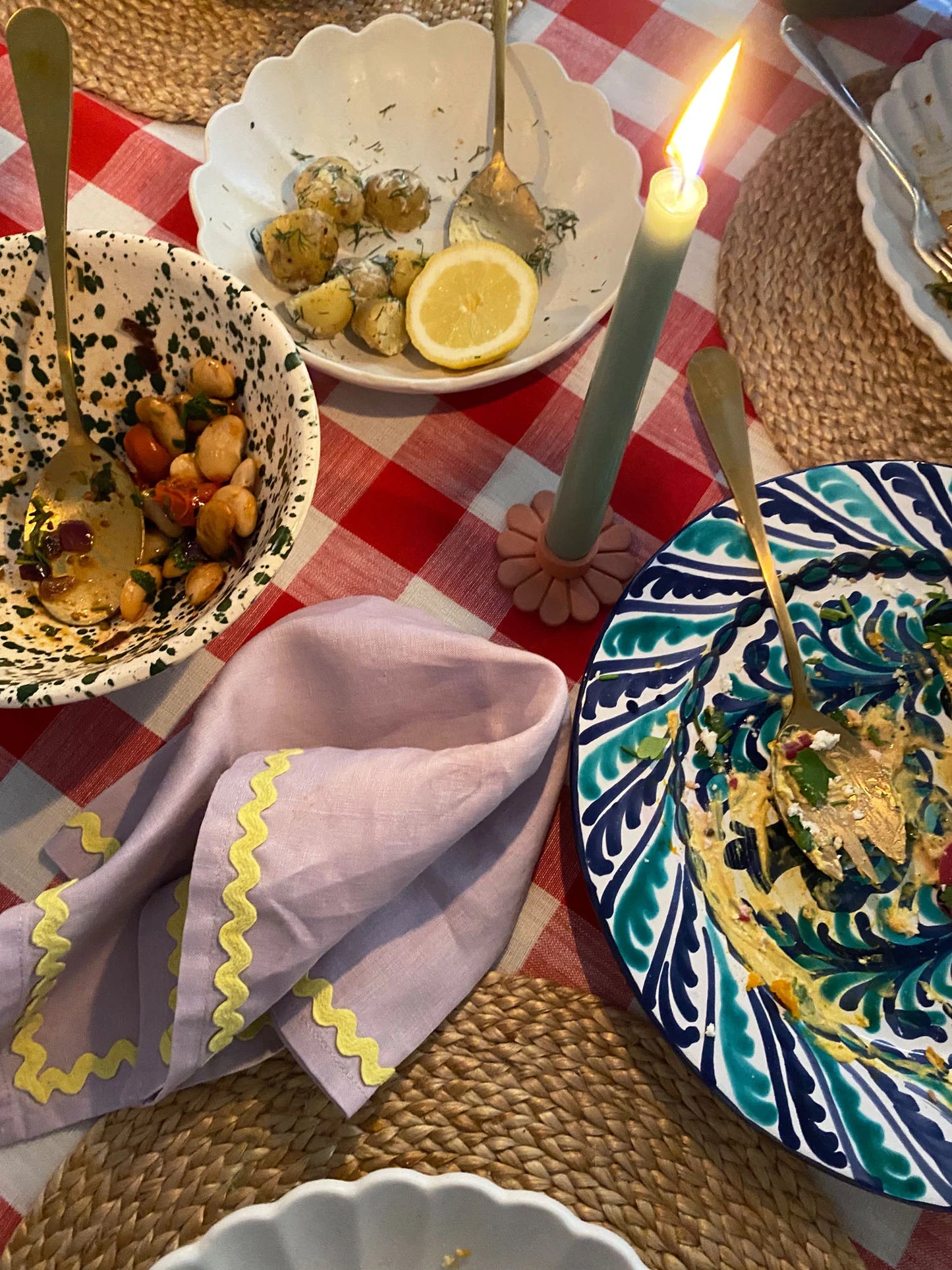 Linen Ric-Rac Napkin Set