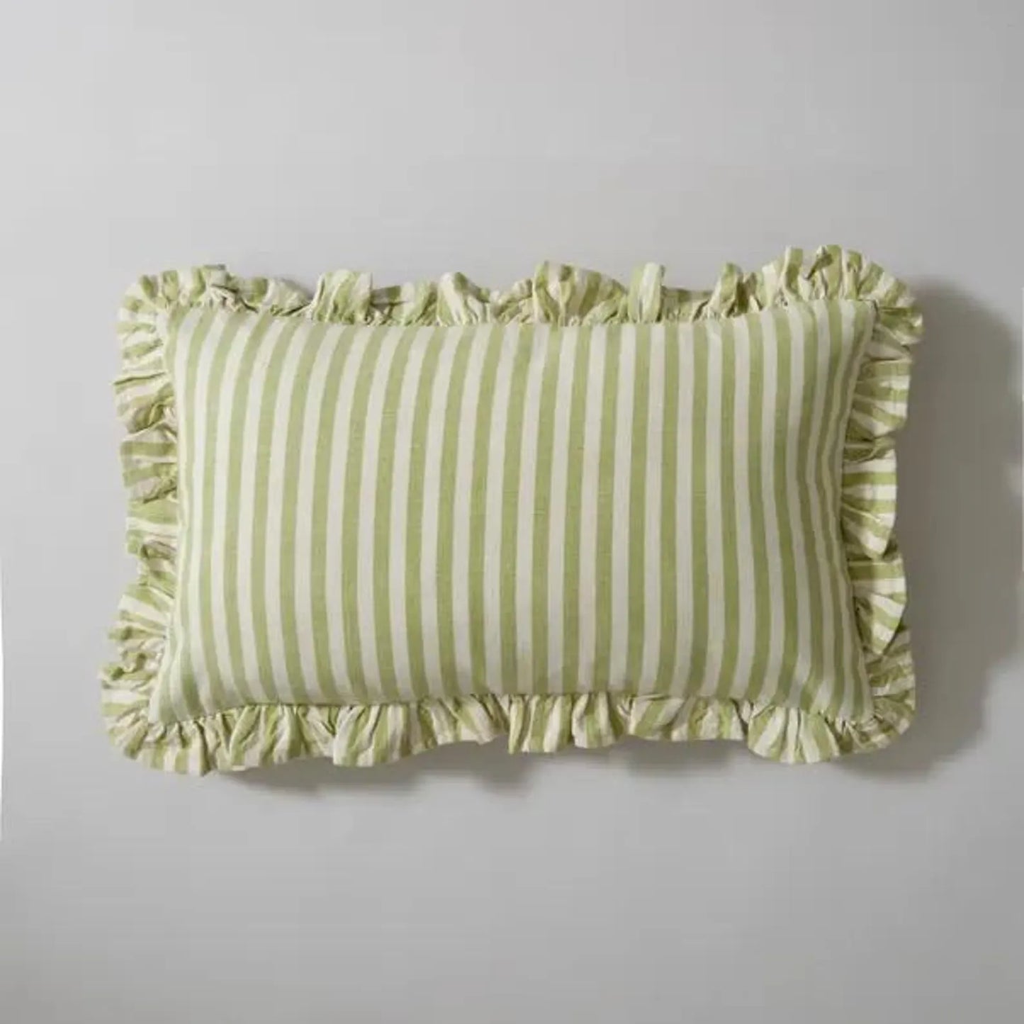 Green Stripe Embroidered Cushion