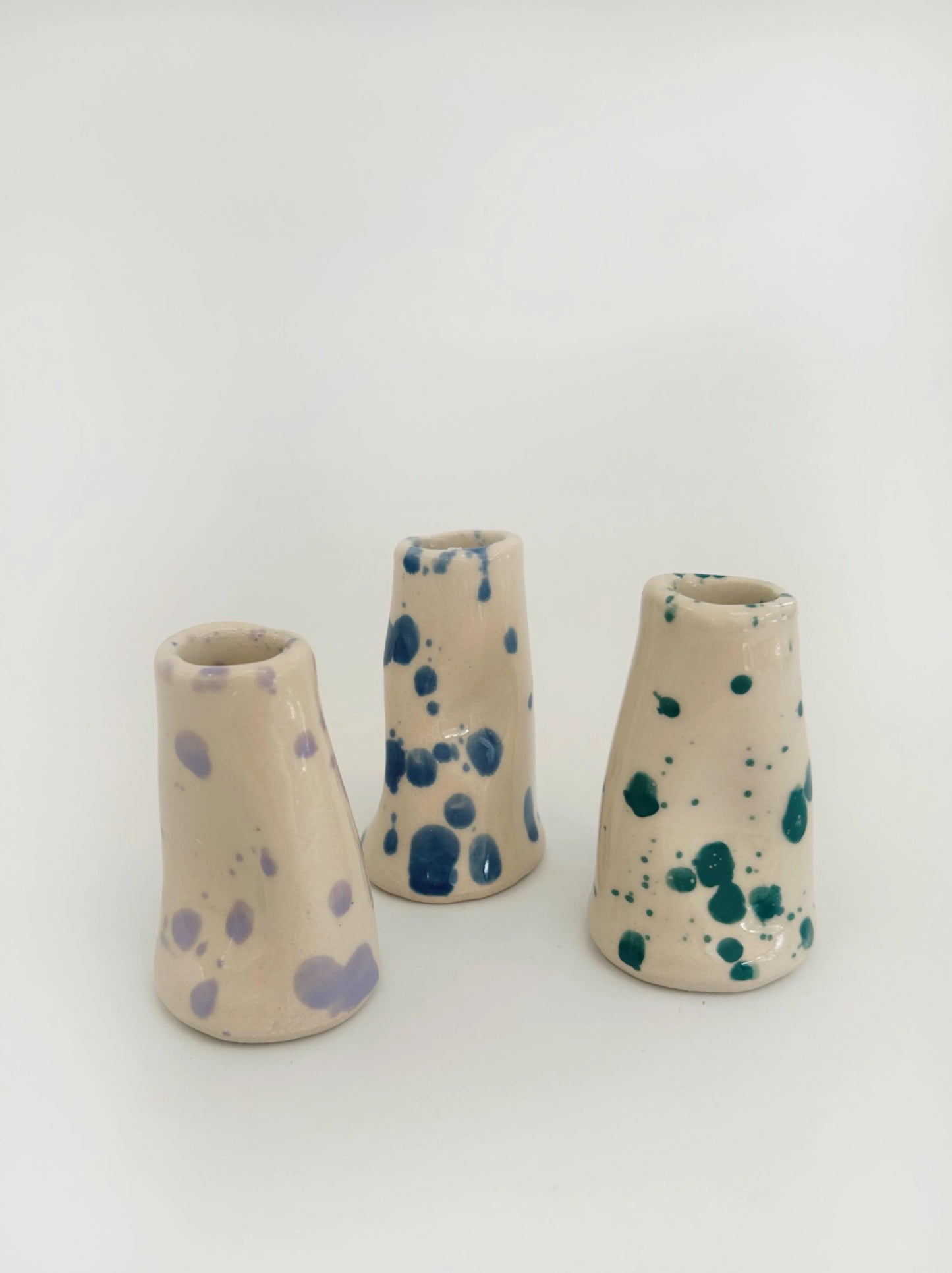 Handmade Stoneware Wonky Candle Holder - Lavender