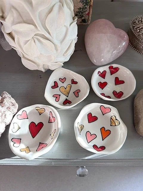 Mini Heart Dish - Turquoise & Pink