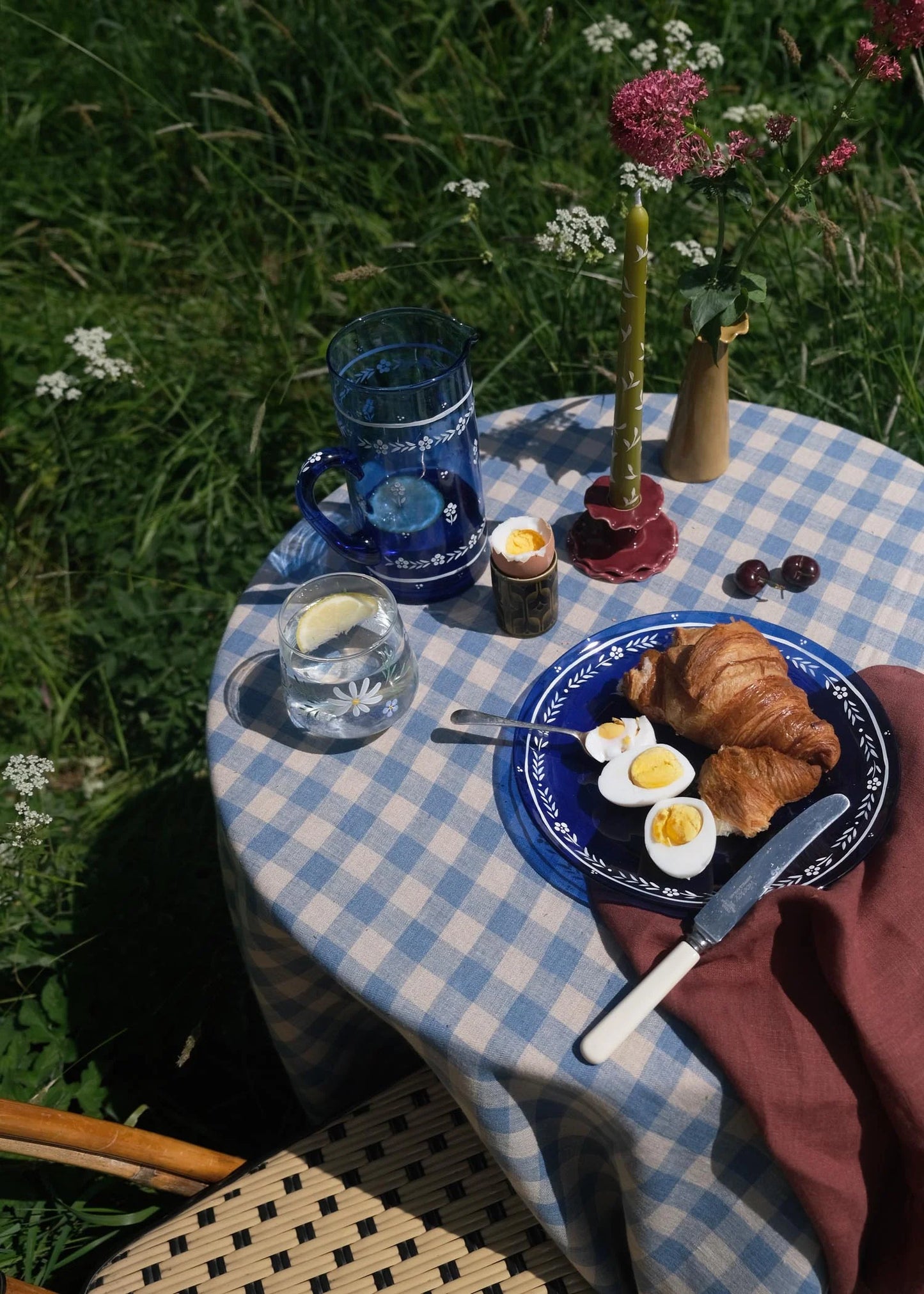 Blue Tinted Floral Plate