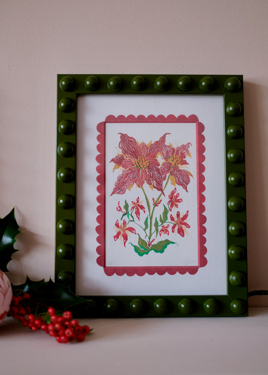 Poinsettia Framed Original Art
