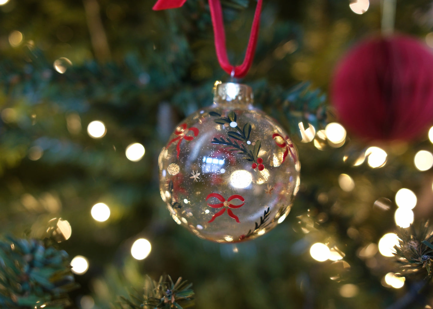 Velvet Bow Glass Bauble