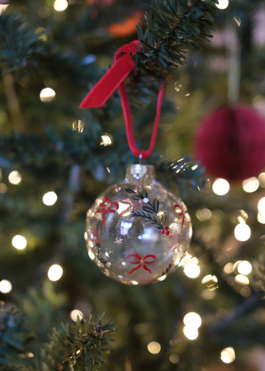 Velvet Bow Glass Bauble