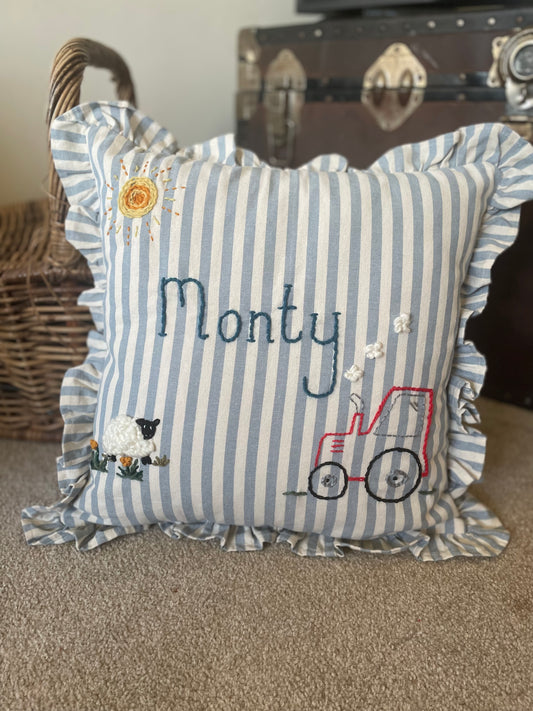 Farmyard Embroidered Cushion
