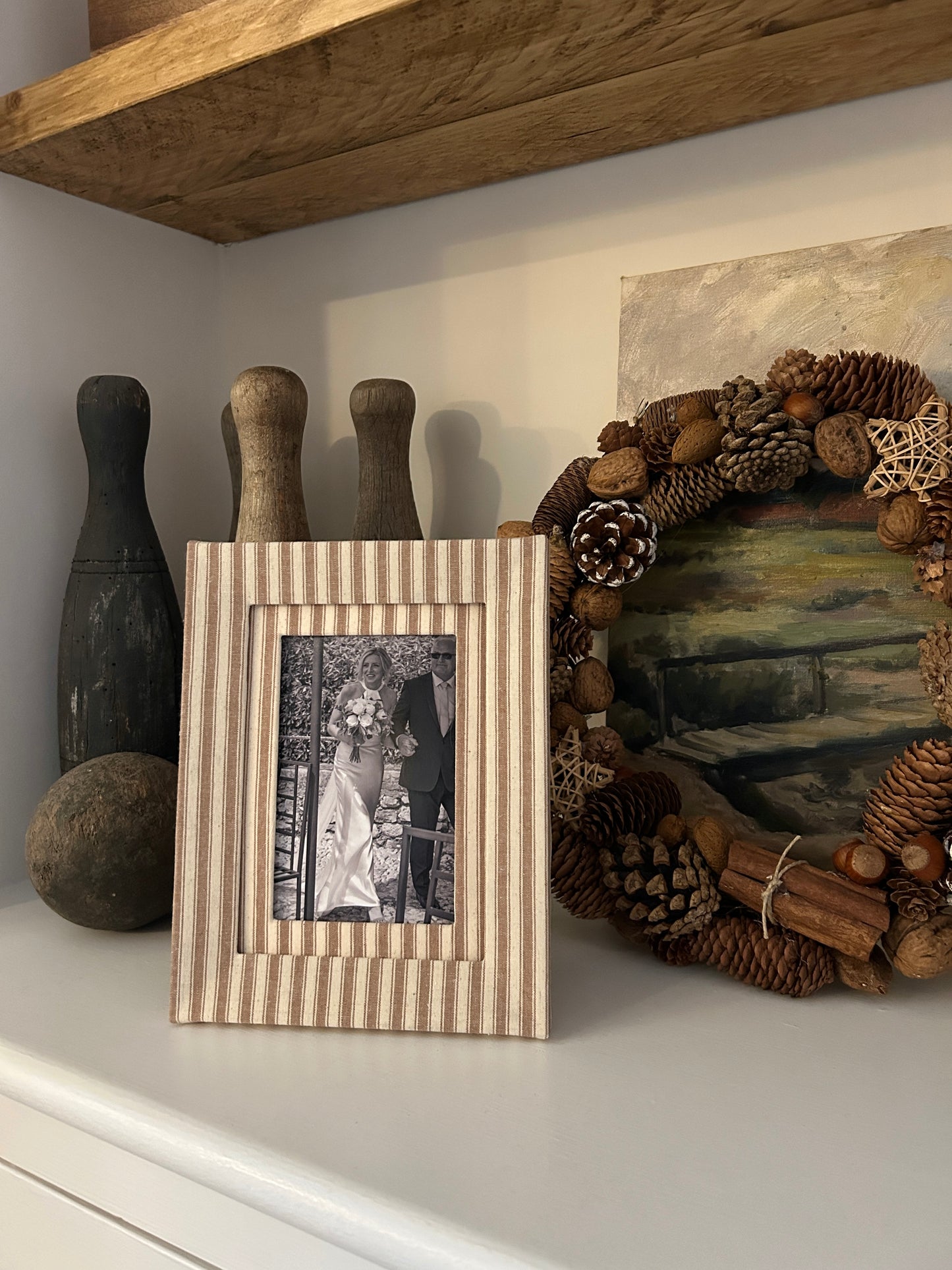 Brown Stripe Fabric Frame