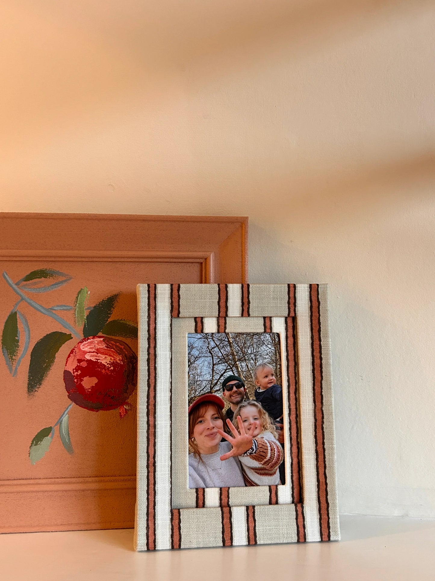 Terracotta Natural Stripe Fabric Frame