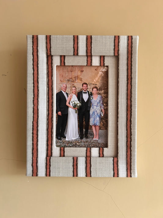 Terracotta Natural Stripe Fabric Frame