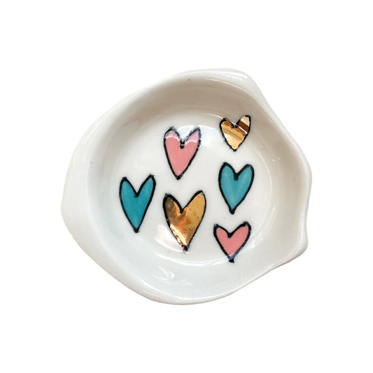 Mini Heart Dish - Turquoise & Pink