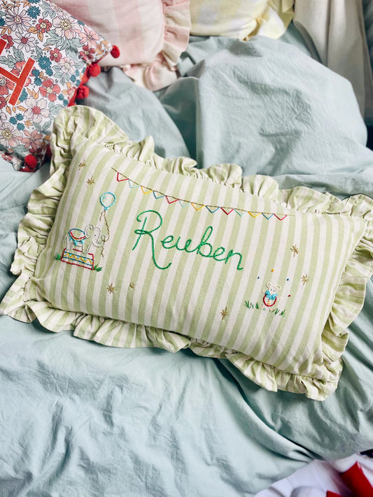 The Reuben - Green Stripe Personalised Cushion