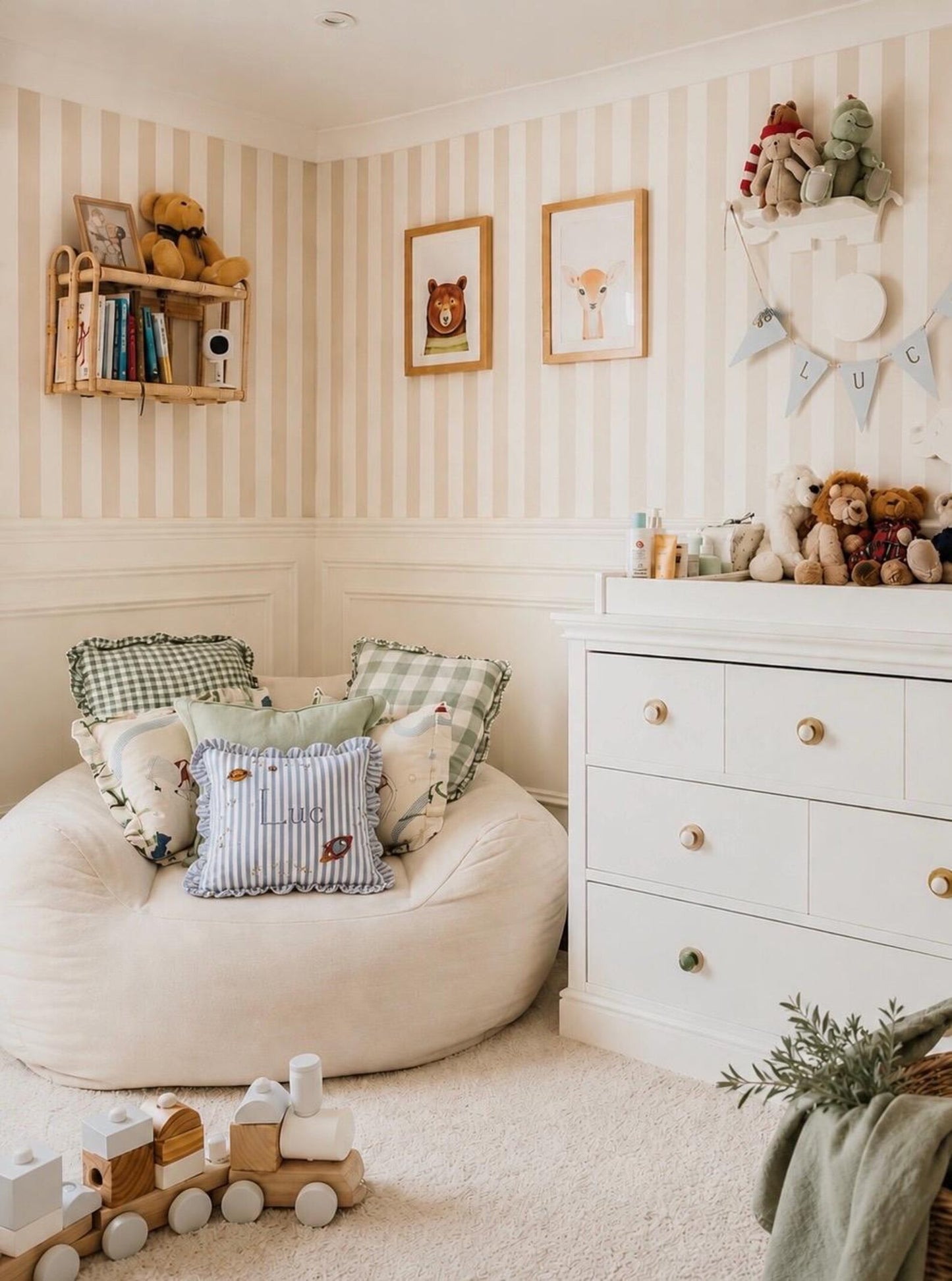 The Luc - Blue Stripe Personalised Cushion