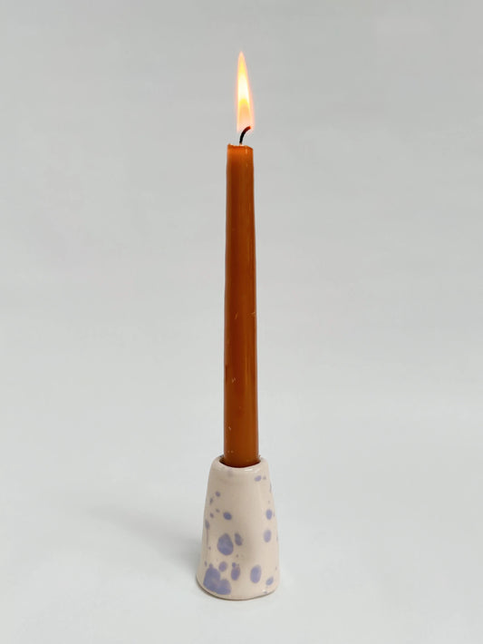 Handmade Stoneware Wonky Candle Holder - Lavender