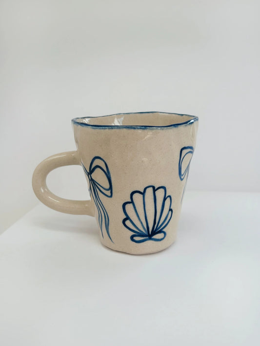 Bow + Seashell Stoneware Mug