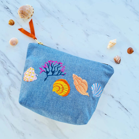 Shells Embroidered Pouch Bag