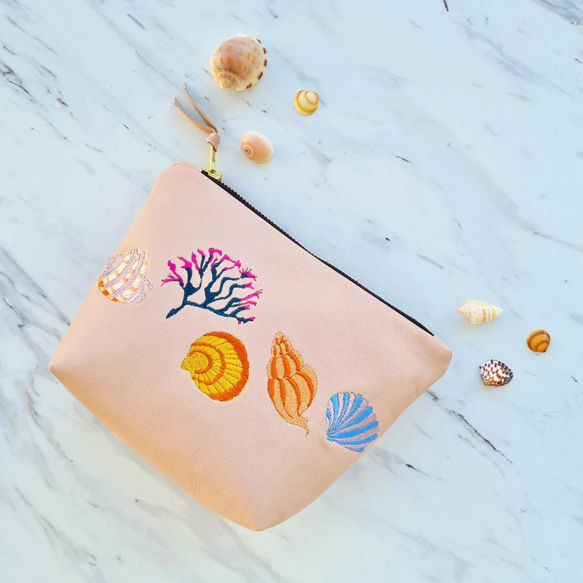 Shells Embroidered Pouch Bag
