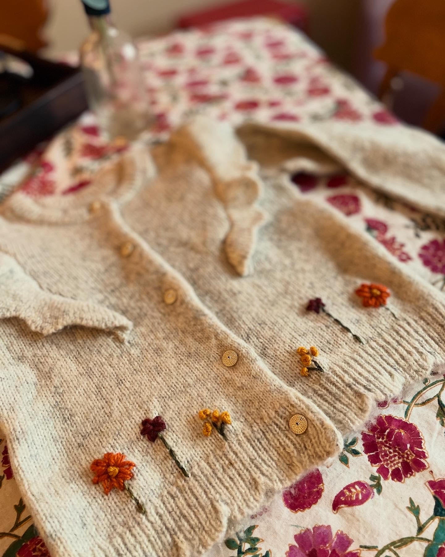 Embroidered Children's Frill Cardigan