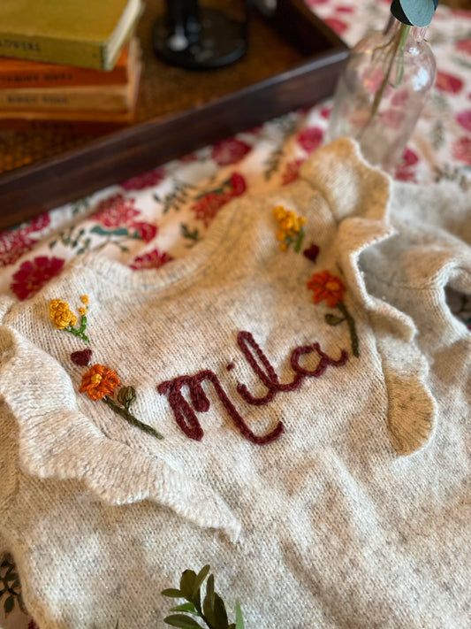 Embroidered Children's Frill Cardigan