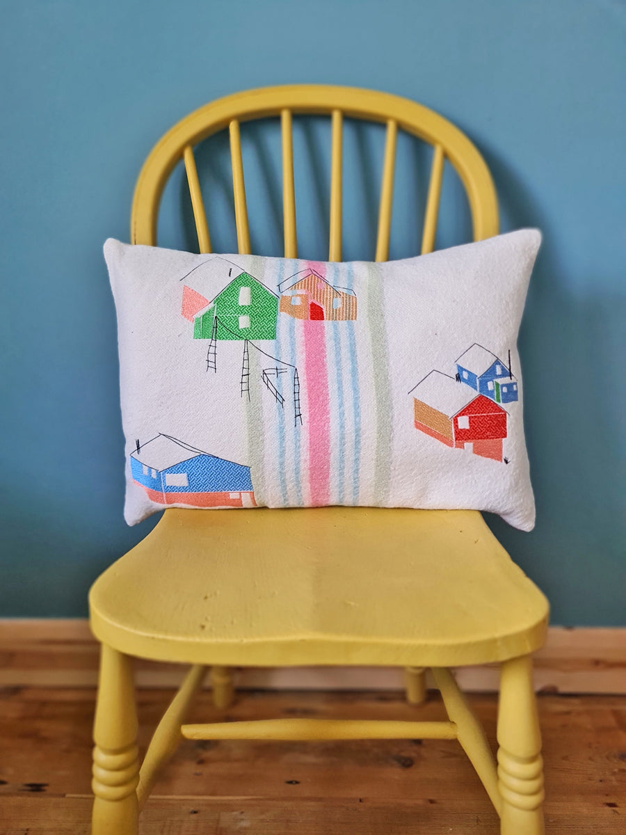 "Made for Makerville" Houses Wool Cushion No.1