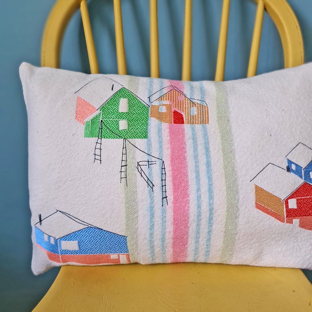 "Made for Makerville" Houses Wool Cushion No.1