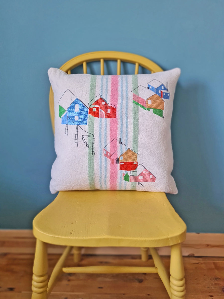 "Made for Makerville" Houses Wool Cushion No.2