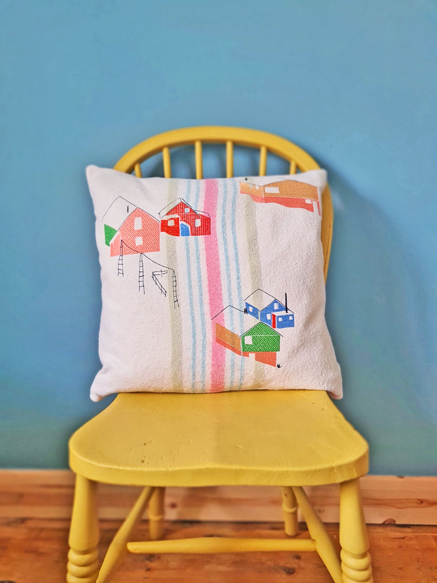 "Made for Makerville" Houses Wool Cushion No.4