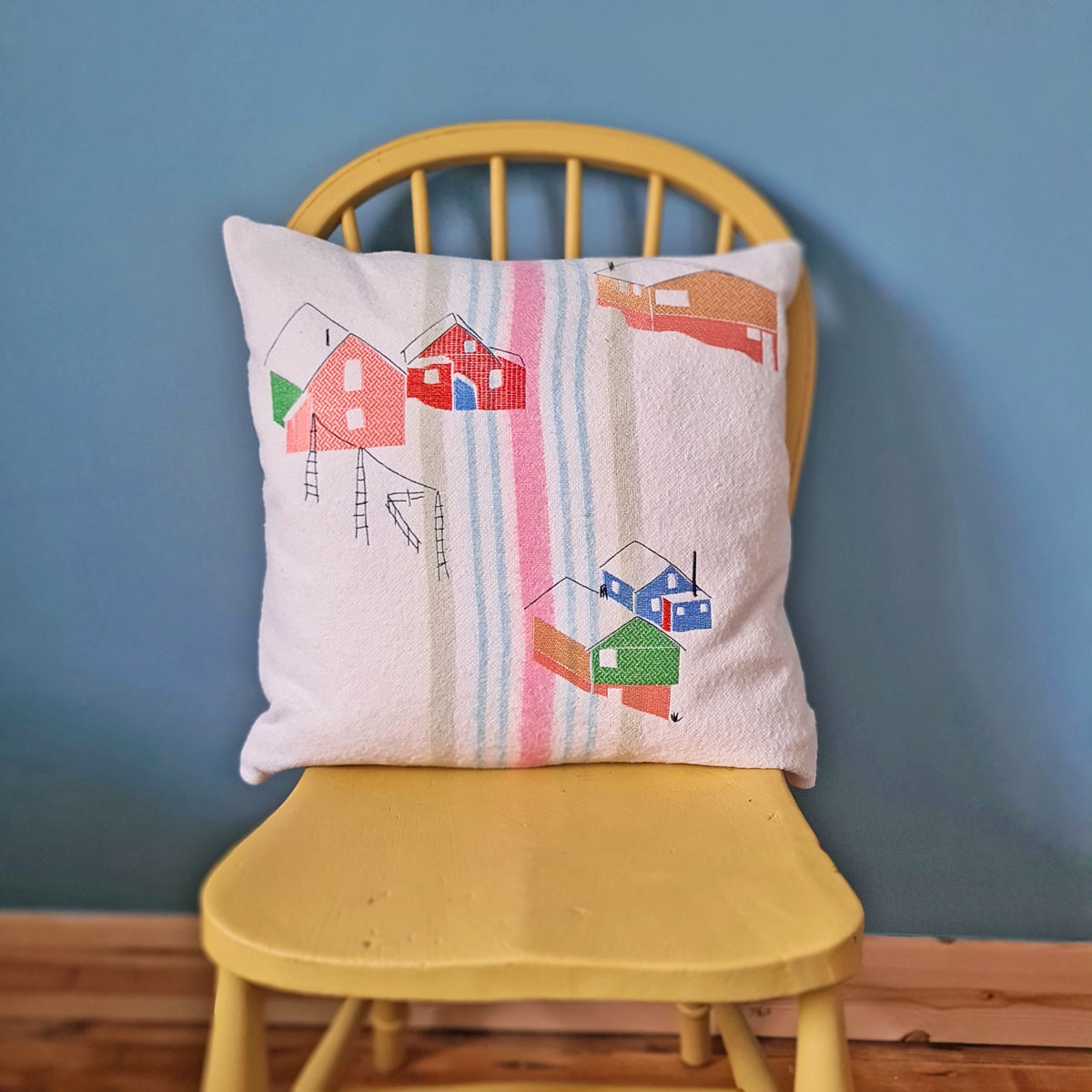 "Made for Makerville" Houses Wool Cushion No.4